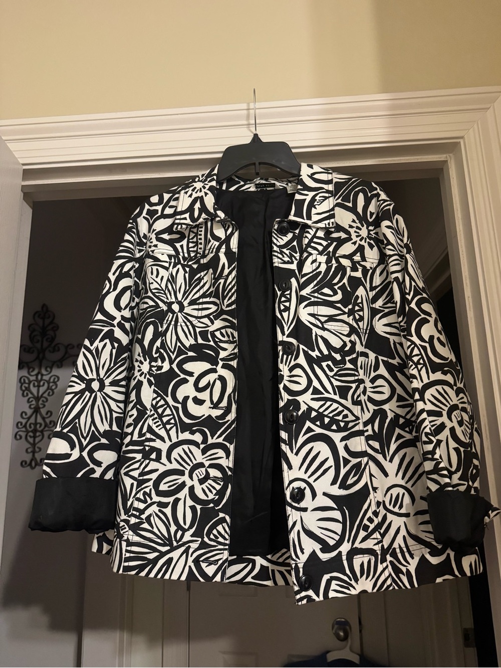 Laura Ashley Black and White Floral Blazer